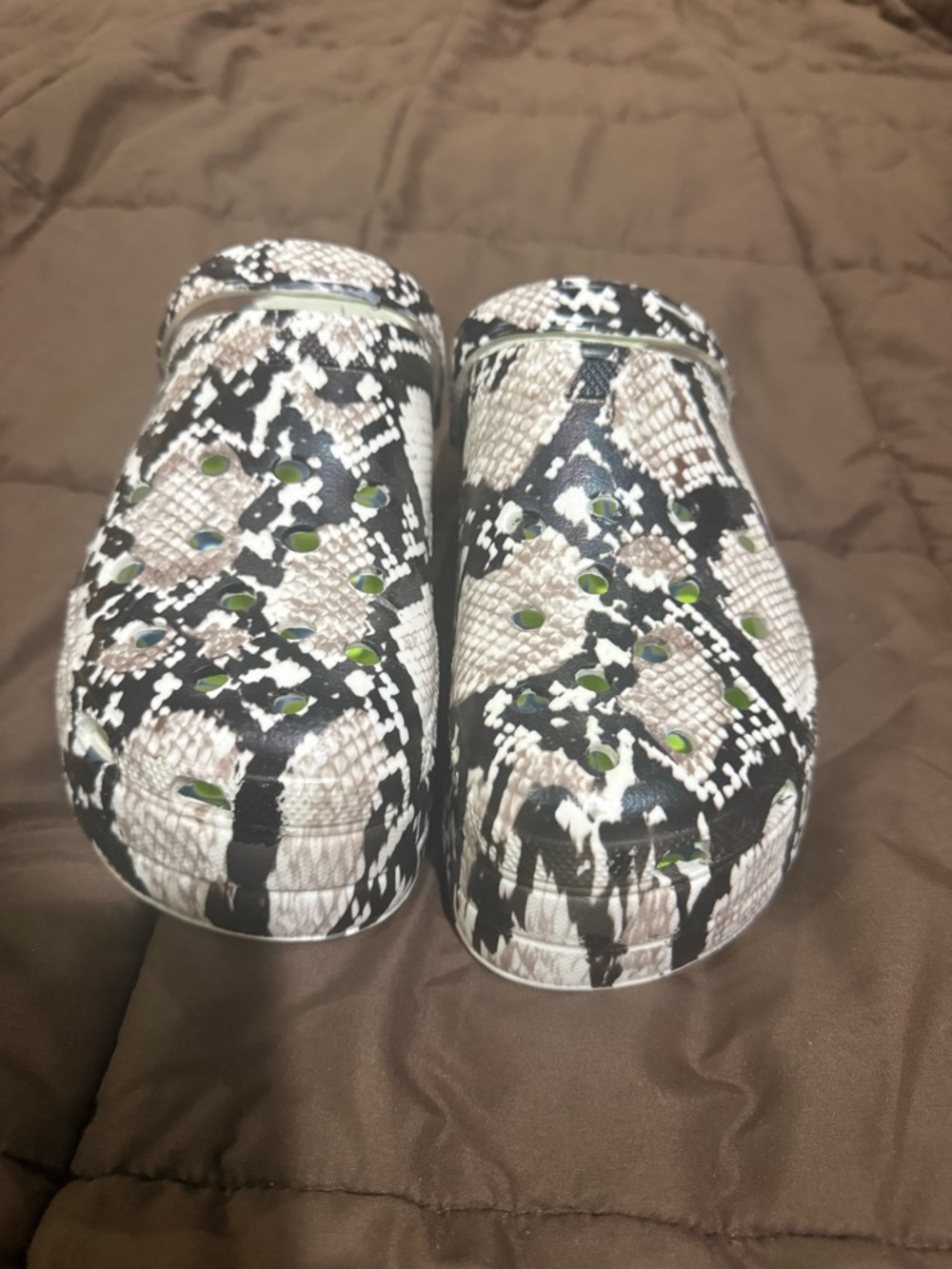 New!! Snake-Print Slip-On Clogs in Black & Cream